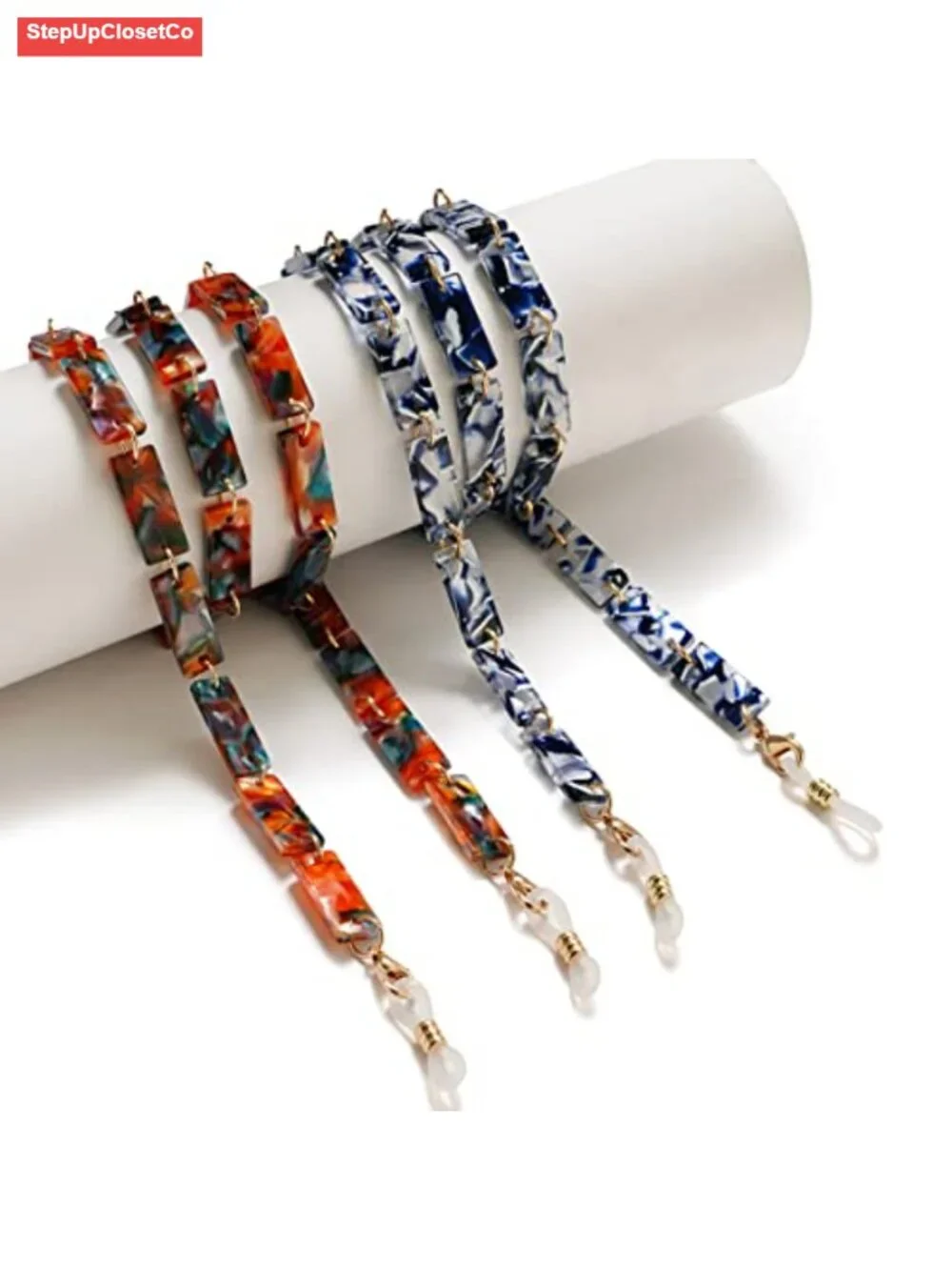 Eyeglass Holder Chain, Adjustable Sunglasses Strap with Anti-Skid Clips, Alloy